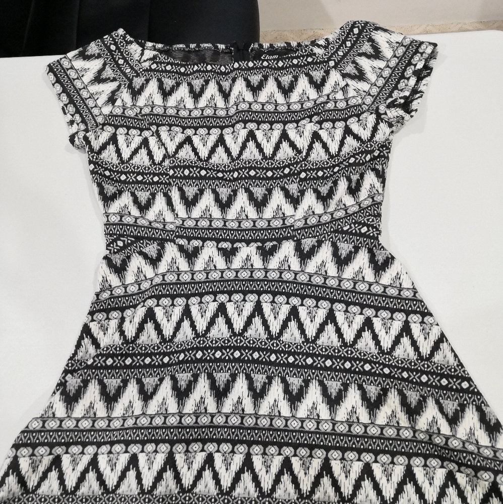 geometrical girls dress with skater skirt